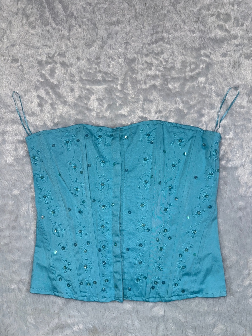 eye candy Turquoise Blue Beaded Corset Camisole